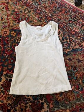 Simple White Ribbed Tank Top